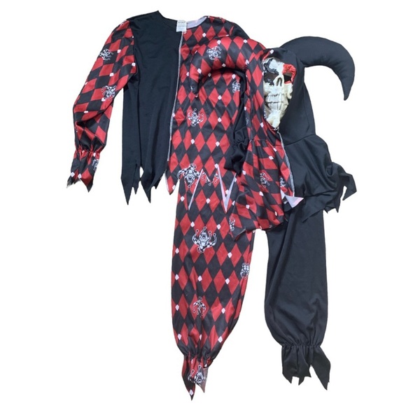 SPIRIT HALLOWEEN 3 Piece Sinister Jester Dress Up  Costume Boys Red/Black 10-12Y - Picture 3 of 6